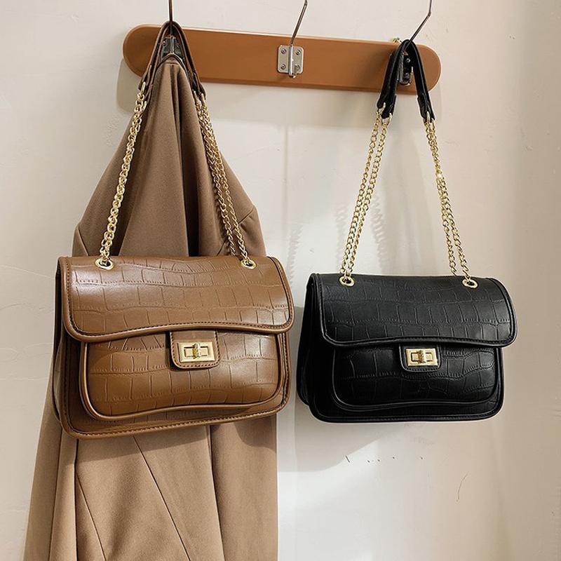 

Female Tote bag 2020 Fashion New Quality Leather Women's Designer Handbag Crocodile pattern Shoulder Messenger Bag, Black