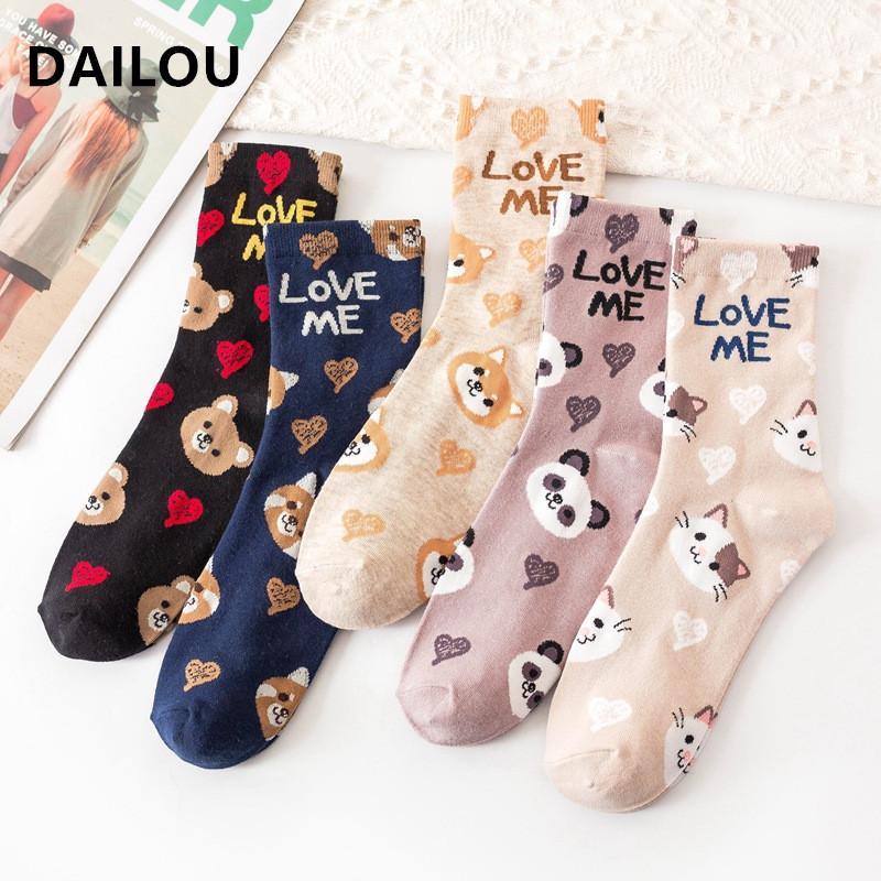 

Sweet cute funny women socks INS Japan Korea cotton cat animal in tube socks girls cartoon college style retro skateboard1
