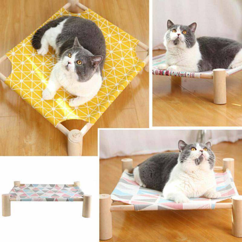 

Cat Hammock Hanging Wooden Rest Bed House Soft Breathable Portable Pets Supplies OCT998