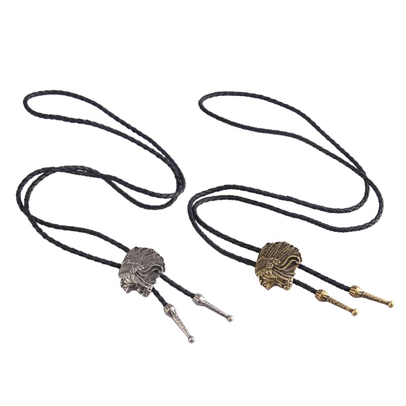 

Western Cowboy Cowgirl Bolo Tie Native Portrait Necklace