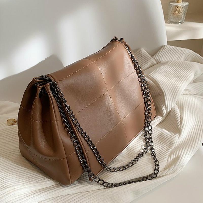 

Quilted Retro Large-Capacity Bag Crossbody Handbags Women's Bag 2021 New Style Fashion All-Match Simple Shoulder Tote, Beige