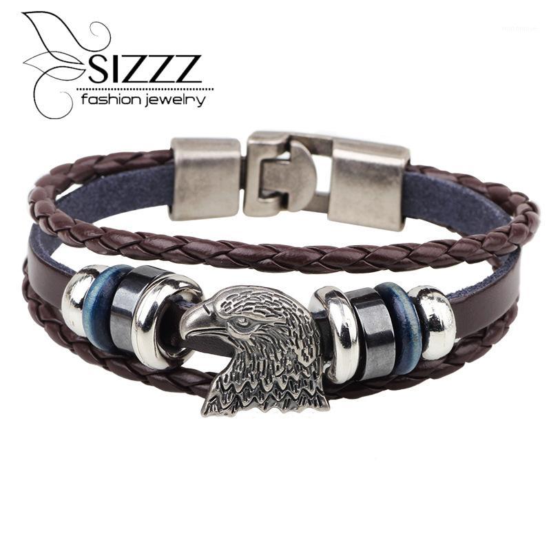 

Vintage Charm Bracelet Leather Multi layer Punk Men Bracelets Male Jewelry1