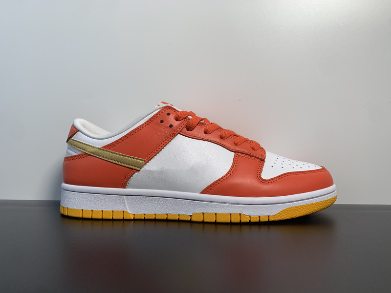 High Quality Skateboard Shoes DNKS Low Golden Orange White Yellow Gold Causal sports Trainer Size US4-12 Ship With ShoeBox
