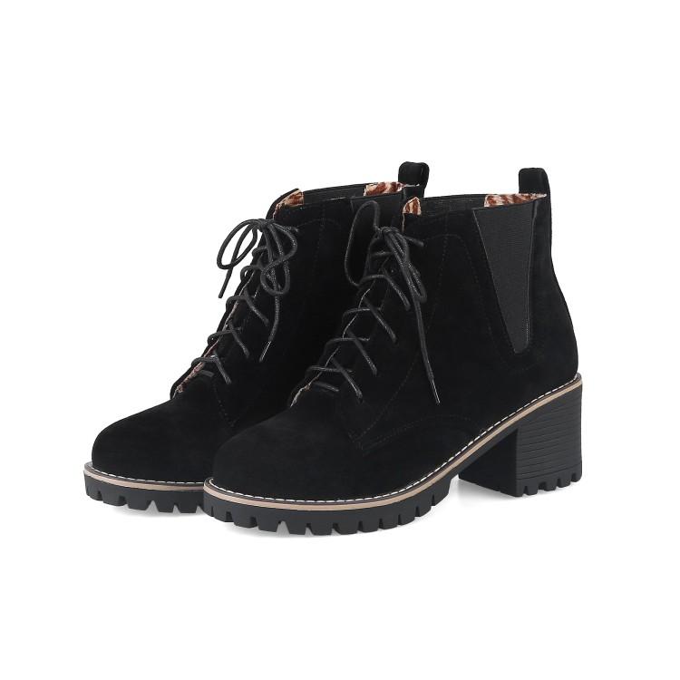 

OversizedSimple lace up short boots boots women shoes ankle for women ladies shoes woman winter, Black