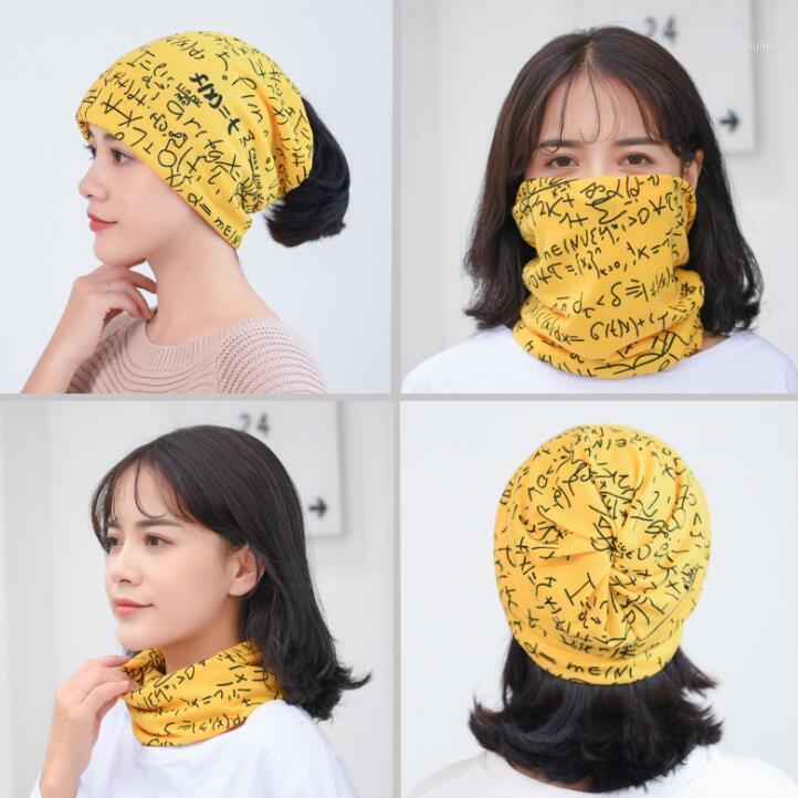 

1PC Winter Multifunction Knitted Hats for Women Sleeve Cap Letter leopard Print Beanies Hat Female Ring Scarf Hip Hop Cap1