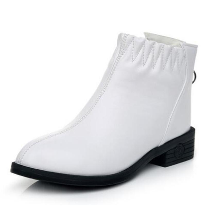 

Elegant Black White Genuine Leather Shoes Women Ankle Boots Plus Size Fashion Casual Boots Autumn Winter Snow Shoes New, Black winter boots