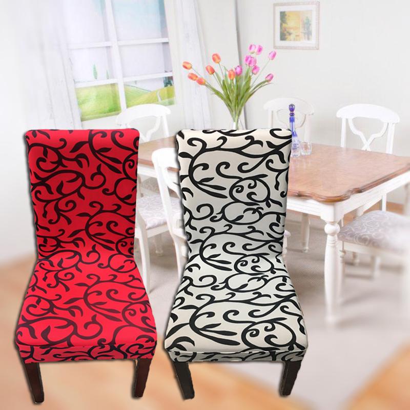 

Printed Elastic Stretch Chair Cover Spandex Dinning Room Kitchen Chair Slipcovers Protector For Wedding Banquet Party Kitchen Se