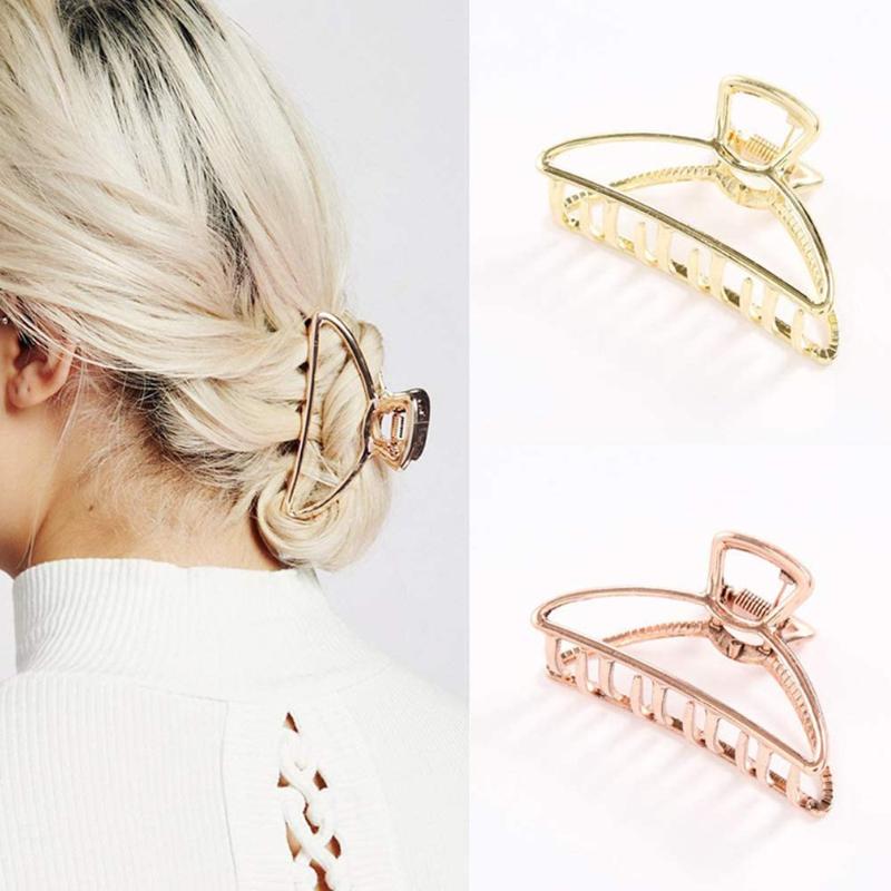 

Ins Simple Hairpin Women Girls Geometric Hair Claw Clamps Hair Crab Moon Shape Clip Solid 2020 Color Accessories