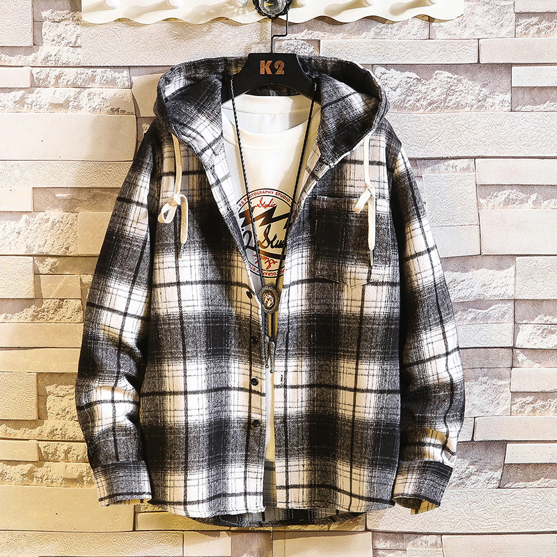 

2021 New Arrived Plaid Hoodie Sweatshirt Men Flannel Fleece Style Hip Hop High Street Casual Cardigan Long-sleeved 6qoj, 5710 asian size 1