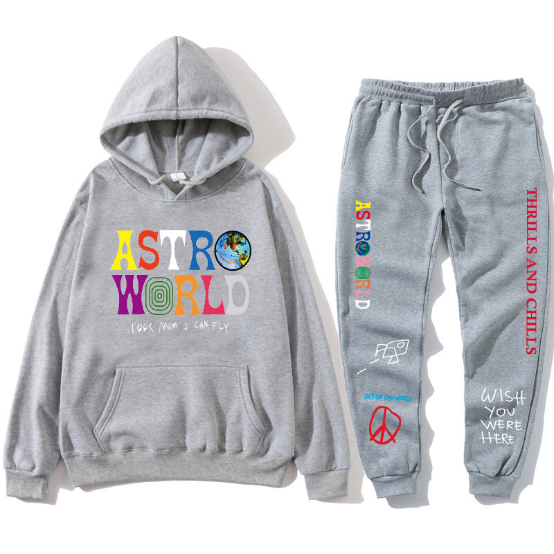 

ASTROWORLD HOODIES Letters Print Sweatshirt+Sweatpant Men's Pullover Sweatshirt Hoodie Sports Pants tracksuit Men Schadenfreude Q0125, Yellow.black