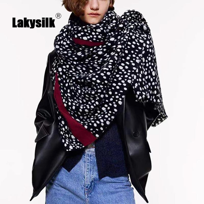 

2020 Dot Print Women Scarf Cashmere Scarves Ladies Autumn Shawl Wrap Winter Unisex Female Neck Hijab Headband Black