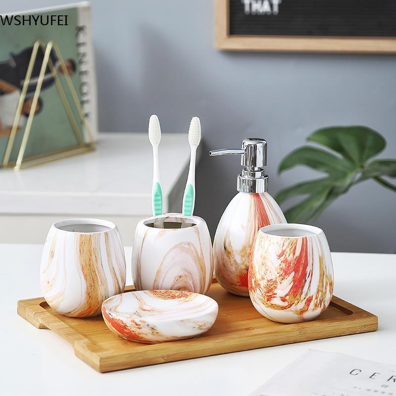 

Bathroom storage accessories Toilets Suit Marble Ceramics Five Toilet Toilets Cup Household toothbrush holder chastity