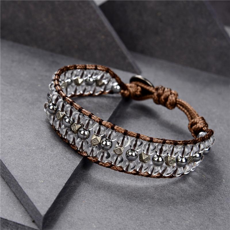 

Men/lady Crystal Bracelets Vintage Multilayer Leather Braid Bracelets Bangles Star Handmade Rope Wrap Bangle Gift Jewlery Y1003