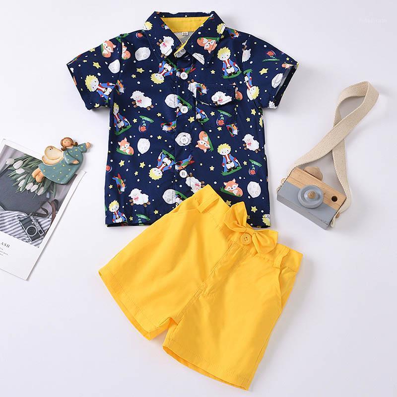 

Baby Boys Summer Sets Kids Cartoons Short-Sleeved Bow Tie T-shirt + Shorts 2pcs Suit Children Gentleman Clothes1, 19240 blue