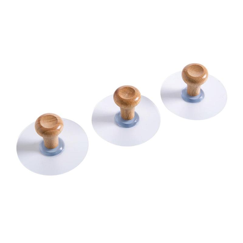 

3Pcs Wood Wall Hooks Key Holder Hat Coat Hanger Strong Suction Cup Sucker Household Waterproof Adhesive Rack Shelf Home Decor