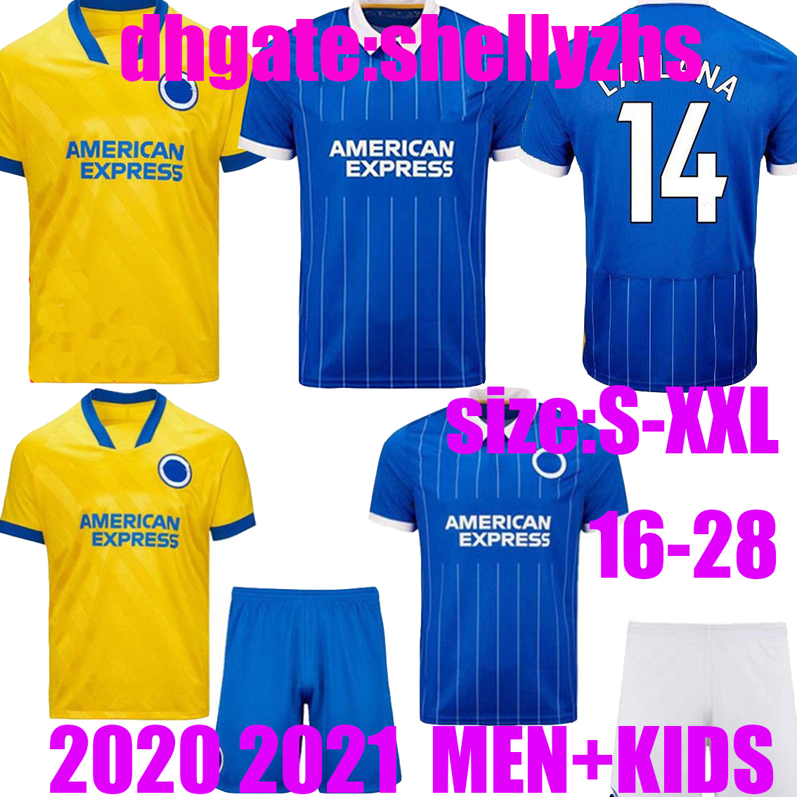 

MEN+KIDS Hove Albion Maupay 2020 2021 soccer jerseys LALLANA Dunk HOVE ALBION CONNOLLY Trossard football uniform shirts, Black;yellow