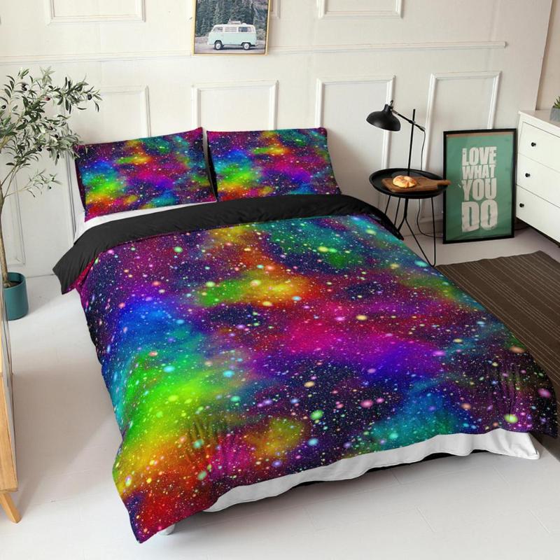 

Galaxy Duvet Cover Set Queen Outer Space Theme Boys Teen Bedding Set Kids Adult Bed Accessories Starry Sky Pattern Bedding, As pic