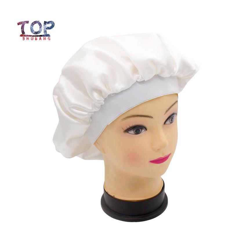 

Customized Print Logo 2 Layer Polyester Satin Bonnets Luxury Virgin Hair extensions sleeping wig bonnets