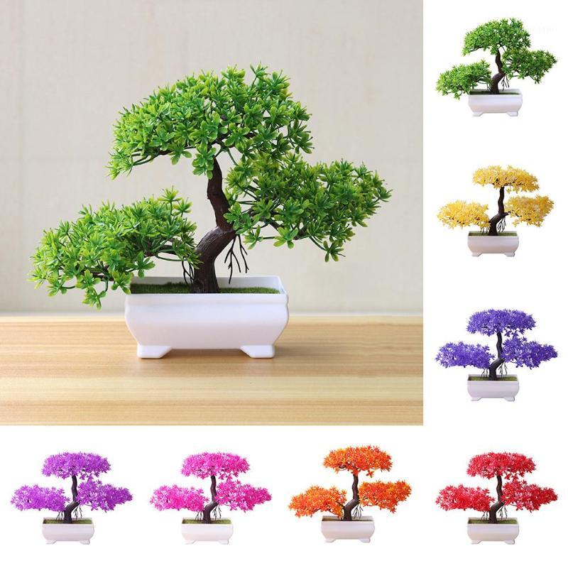

Welcoming Pine Bonsai Simulation Artificial Potted Plant Ornament Home Decor Artificial Plants1, Sunset red