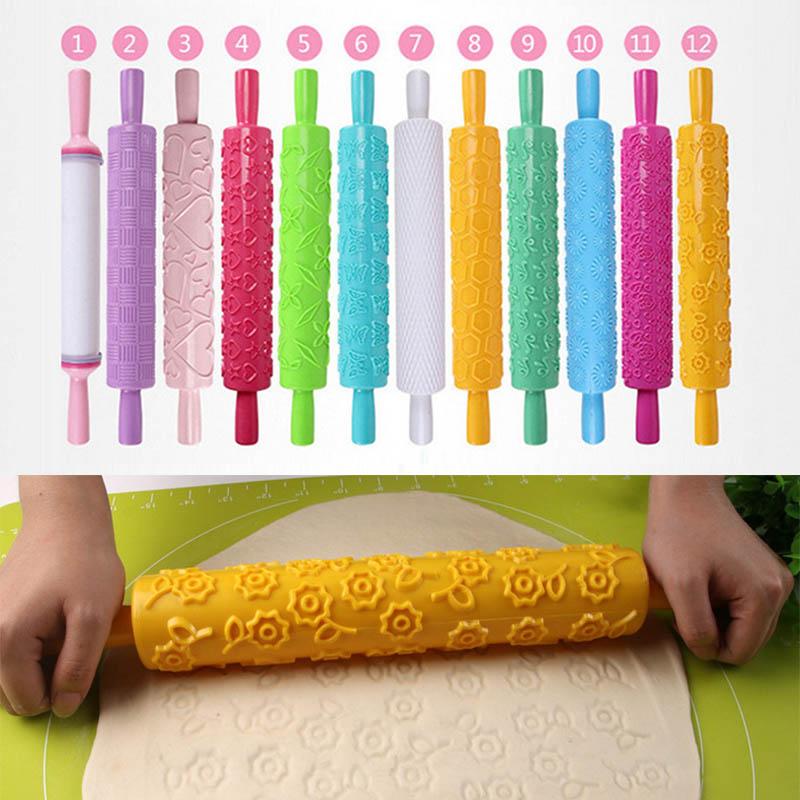 

Kitchen Gadgets Embossed Roller Cake Decorating Tool 1 Pcs Different Patterns Non-Stick Fondant Mold Baking Accessories