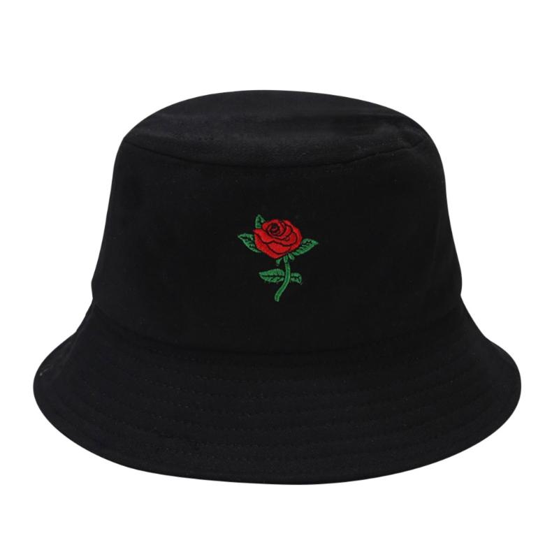 

New Design Unisex Women Men Rose Fruit Print Fisherman Hat Sunscreen Outdoors Flower Adult Cap Cloth Accessories, White