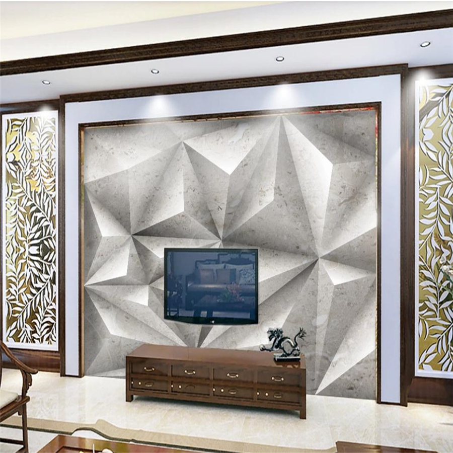 

mural 3d wallpape painting wallpaper 3d stereoscopic wallpaper Three-dimensional geometric triangle marble wallpapers background wall, Grey
