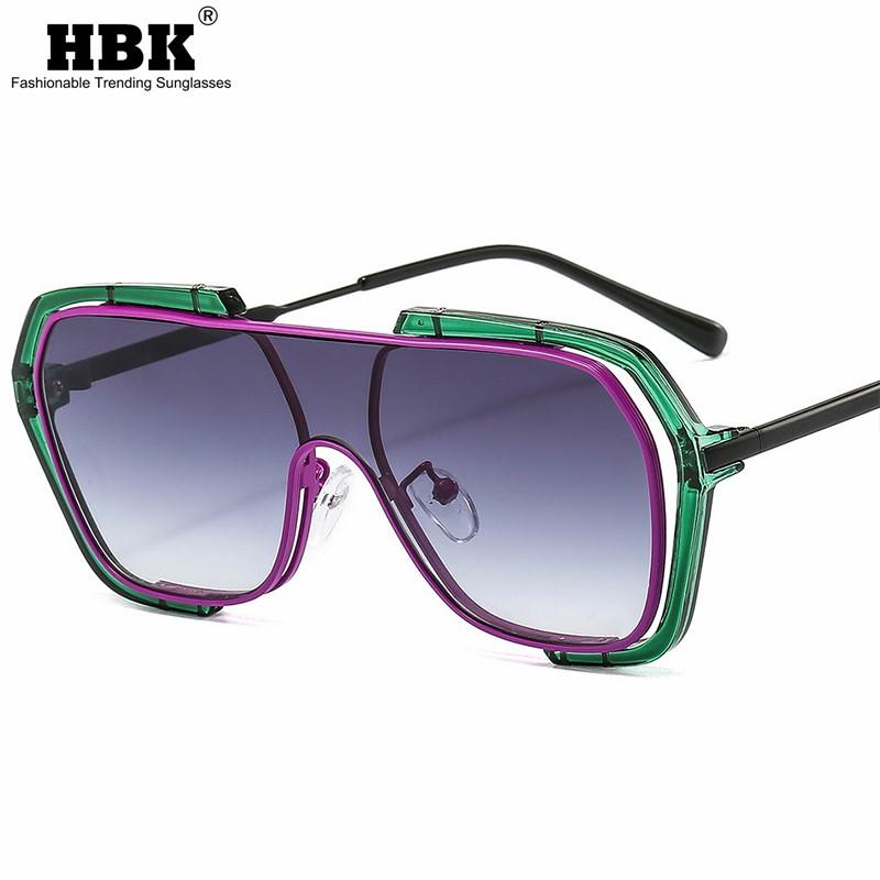 

Sunglasses HBK Vintage One Piece For Women Men Oversized Square Sun Glasses Personality Colorful Clear Lens Driving UV400