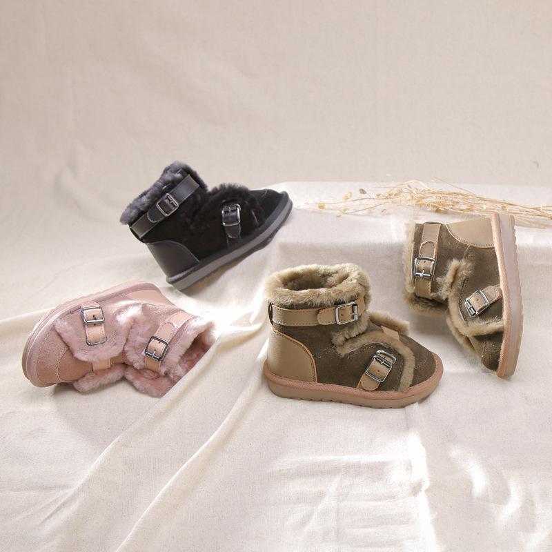 

Winter Plush Snow Boots Warm Comfortable Girls Casual Shoes Children's Shoes Fur Princess High Top Boys Cotton Boots Pink, Black