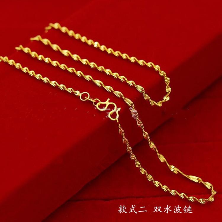 

Gift Imitation gold geometric 3D chain necklace ladies clavicle water wave chain box snake bone hot necklace jewelry
