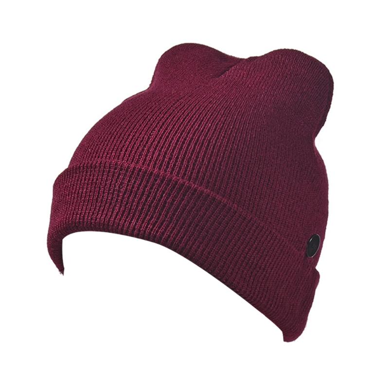 

Hats, Scarves & Gloves Sets Women Men Winter Knitted Beanie Hat With Anti-Tight Ear Protection 2 Side Buttons Simple Solid Color Cuffed Skul