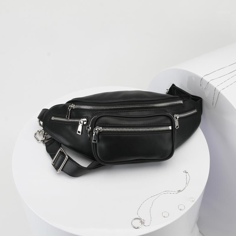 

Grace2021 Anshui Same Leather Chest Wang Net Red Chain Waist Bag New Fashion Single Shoulder Messenger1, Bag mini - white