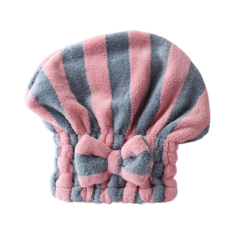

1Pc Striped Shower Cap Lovely Bathing Cap Bathroom Home Absorbent Shower