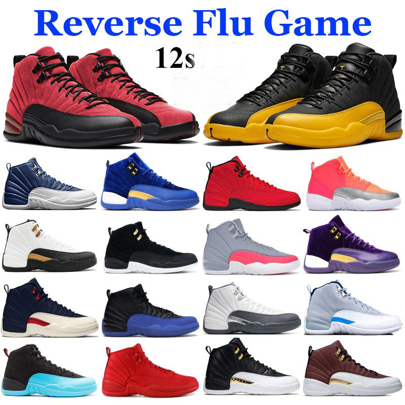 

New Jumpman 12 12s Black Dark Concord University Gold basketball shoes Reverse Flu Game indigo Taxi CYN Gamma Blue Sport Running Sneakers