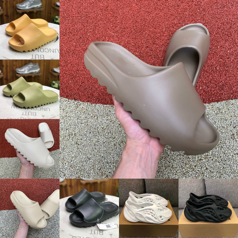 

2021 New Kanye West Slipper Men Women Slide Bone Earth Brown Desert Sand Slide Resin Fashion Shoes Sandals Foam Runner Trainers Designers, G208