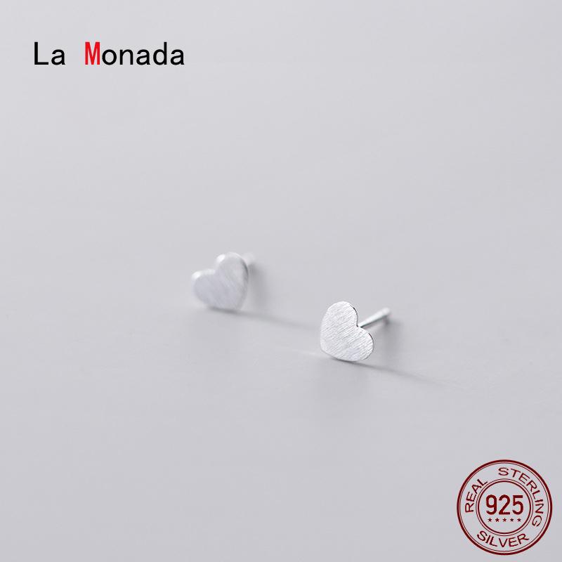 

La Monada Women Stud Earrings Korean 925 Sterling Silver Earrings For Women Jewelry Brushed Heart Women's Stylish Girls