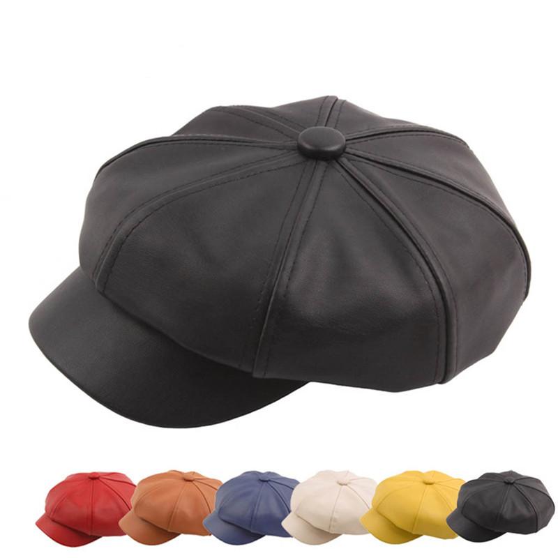 

Woman Hat Solid Leather Stitching Octagonal Cap Painter Hat Beret Collage Vintage Fashion Painter Solid Color Beret a14, Bw