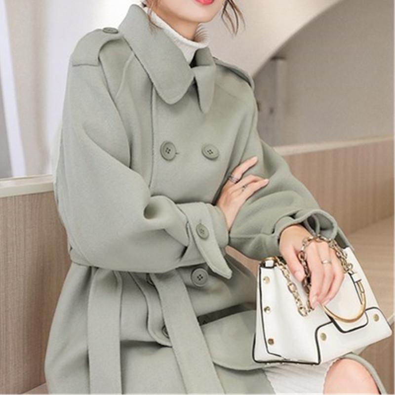 

Temperament Woolen Coat Womens Clothing 2020 New Autumn Winter Korean Fashion Mid-Length Loose Double Sided Woolen Jacket Female, Black