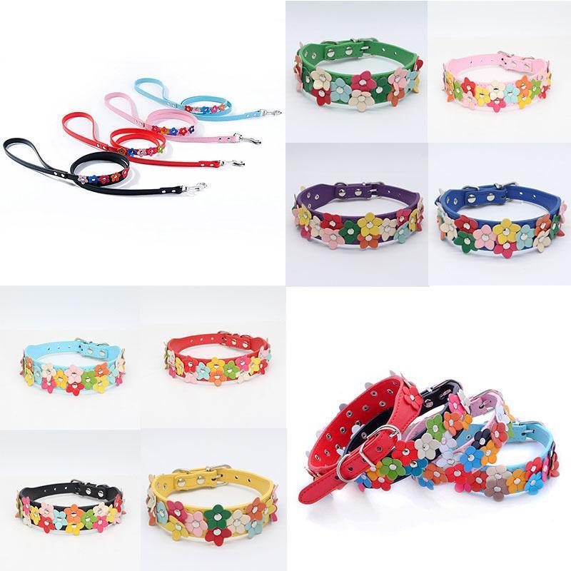 

Multicolor Double Row Flowers Dog Collar Adjustable Neck Strap Ring Artificial PU Material Fashion Safety Pet Accessories Supply1