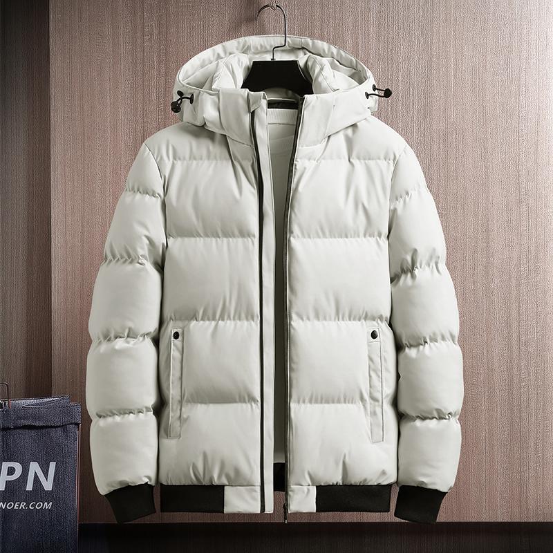 

Winter Parkas Coats Men Casual 2020 Brand New Thick Solid Color Coat Men Windbreaker Jackets Male Fashion Hooded Zipper Jacket, 275light grey
