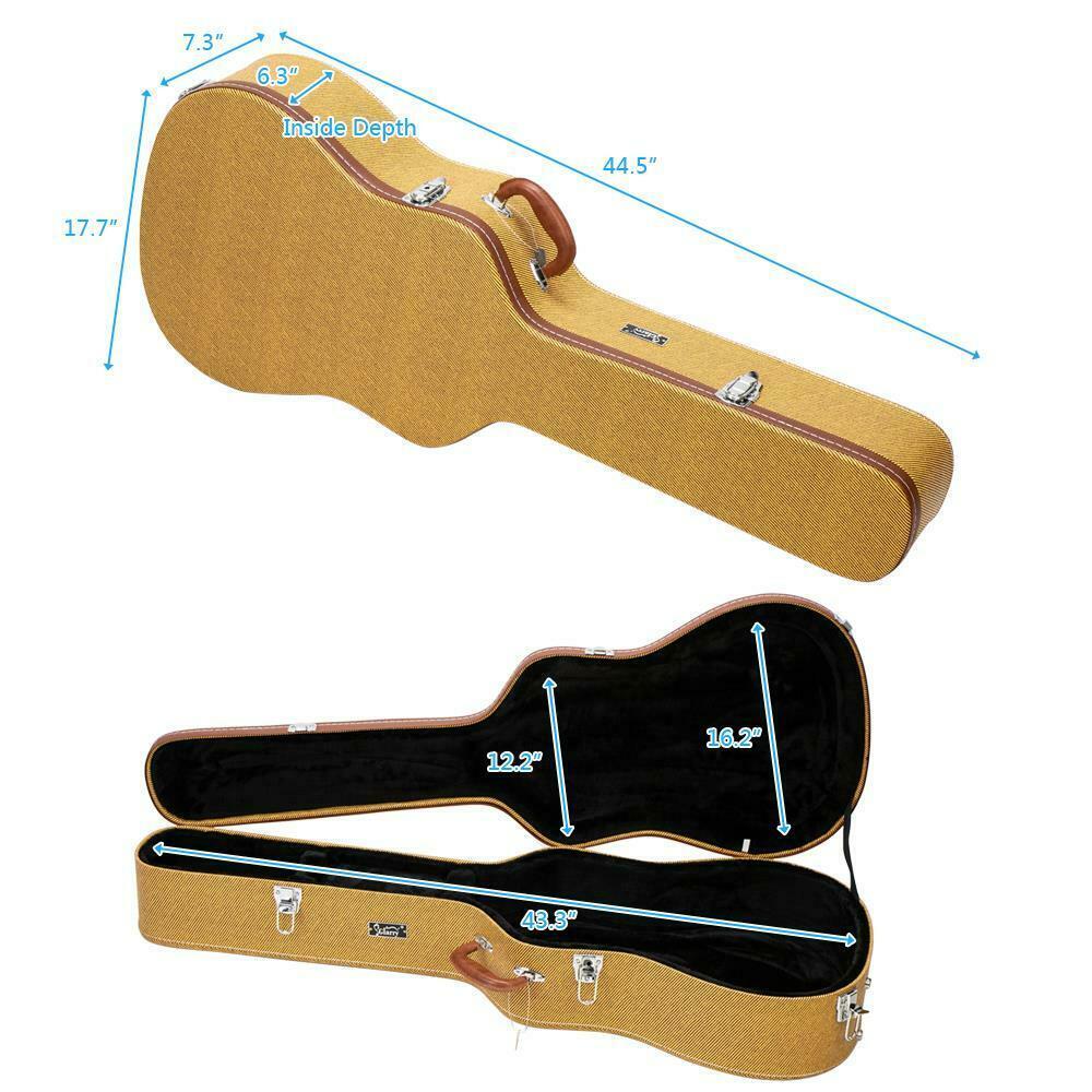 

41" Flat Surface Simple Style Yellow Acoustic Guitar Hard Shell Case