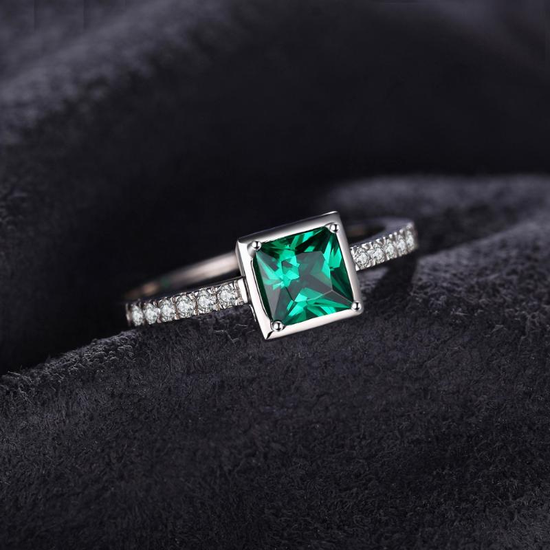 

Fashion Created Nano Emerald Ring 925 Sterling Silver Rings for Women Engagement Ring Silver 925 Gemstones Jewelry