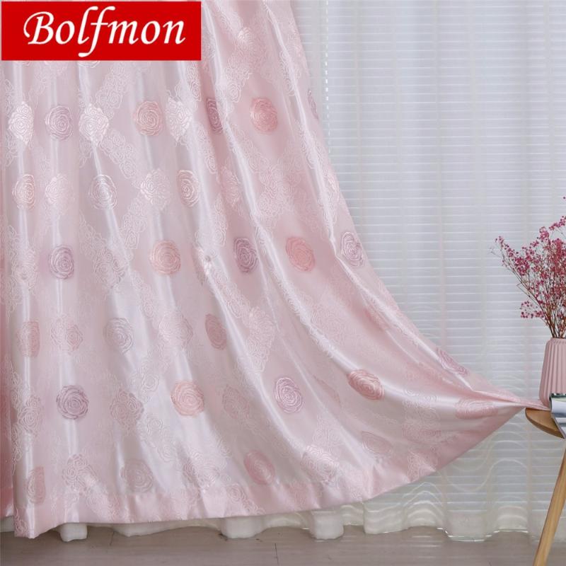 

Latest High Grade Elegant 3 Colors Shiny Pink Sliver Golden Window Curtain for Living Room Rose Cortina Bedding Room Shade Decor, Sliver rose