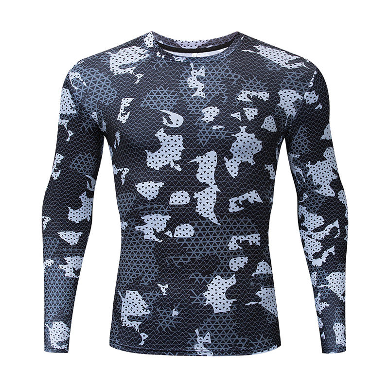 

3D Men's Long-sleeved T-shirt Slim-fit Shirt Men's Casual Quick-drying Wicking Tight Camouflage Plus Size 4XL Streetwear, Ac038