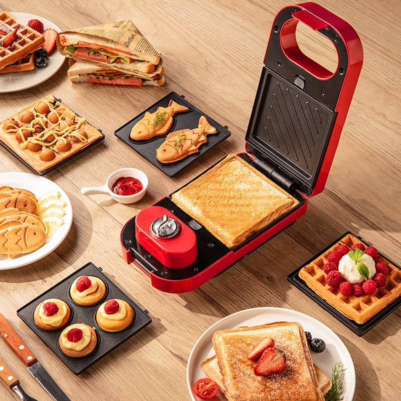 

220V Electric Sandwich Maker Timed Waffle Maker Toaster Baking takoyaki Pancake Sandwichera Multifunction Breakfast Machine