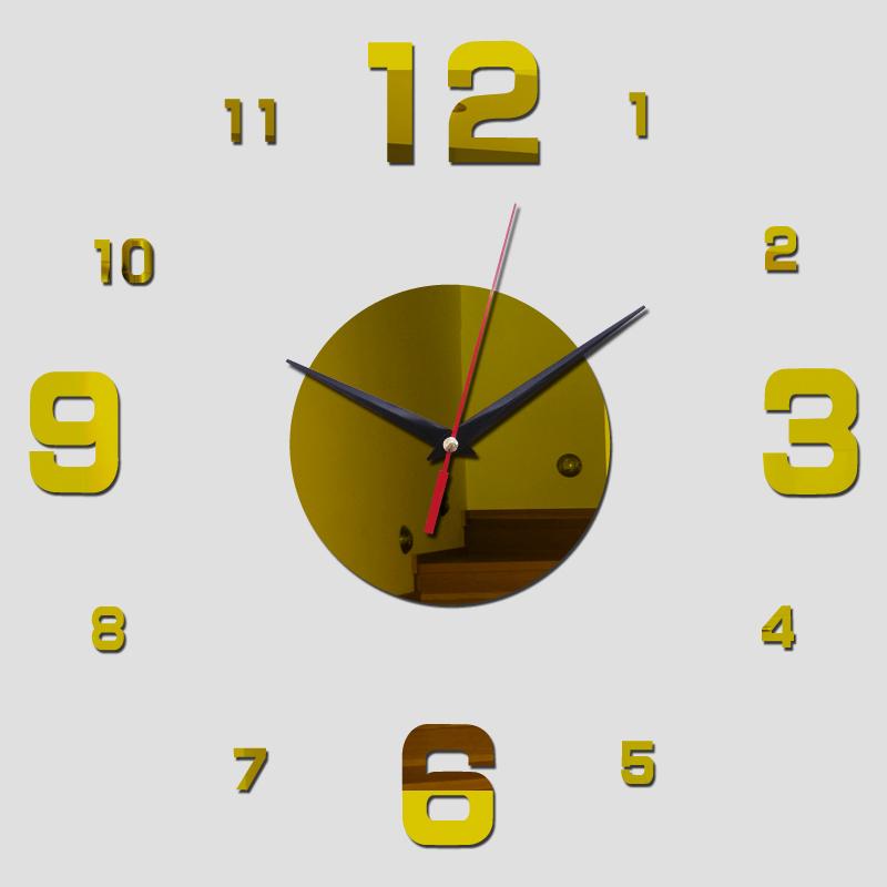 

new wall clock acrylic mirror diy clock digital watch quartz wall modern design 3d stickers living room