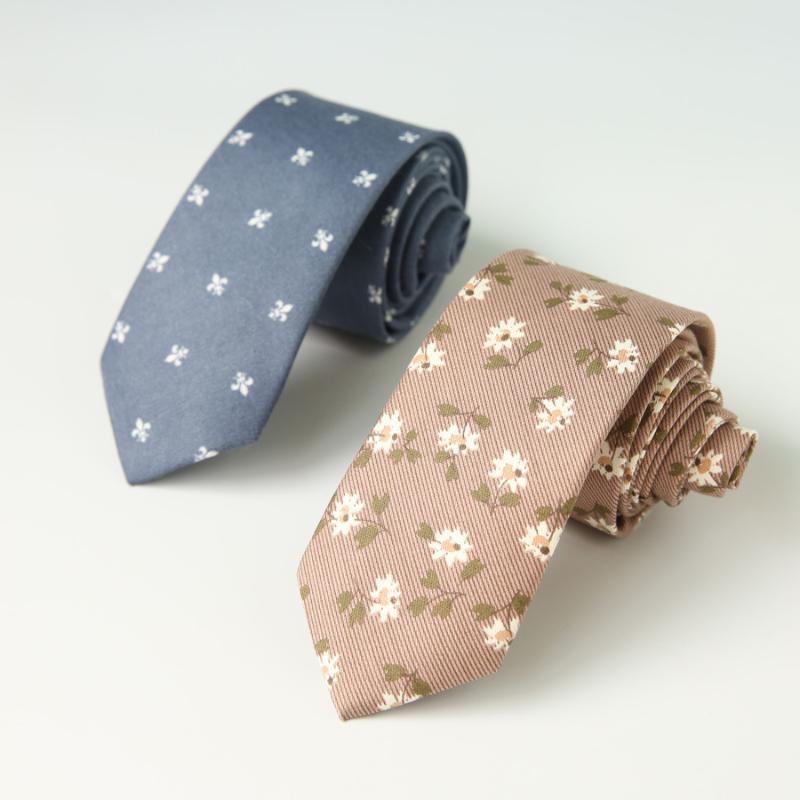 

New 6cm Cotton Neck Tie for Men Slim Tie Floral Printed Necktie Shirt Narrow Cravat Party Formal Neckties