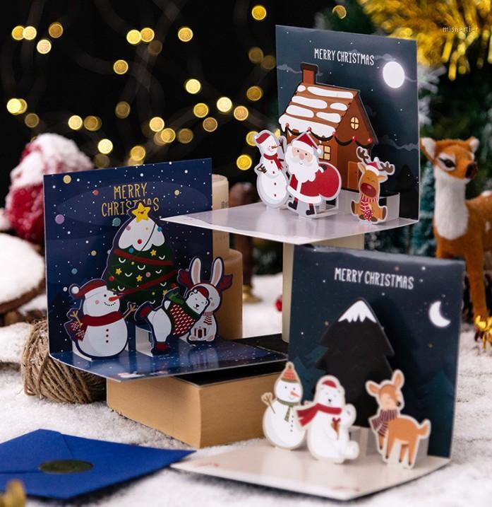 

Christmas 3d pop up greeting cards creative Christmas Eve business gift message card new year gift1