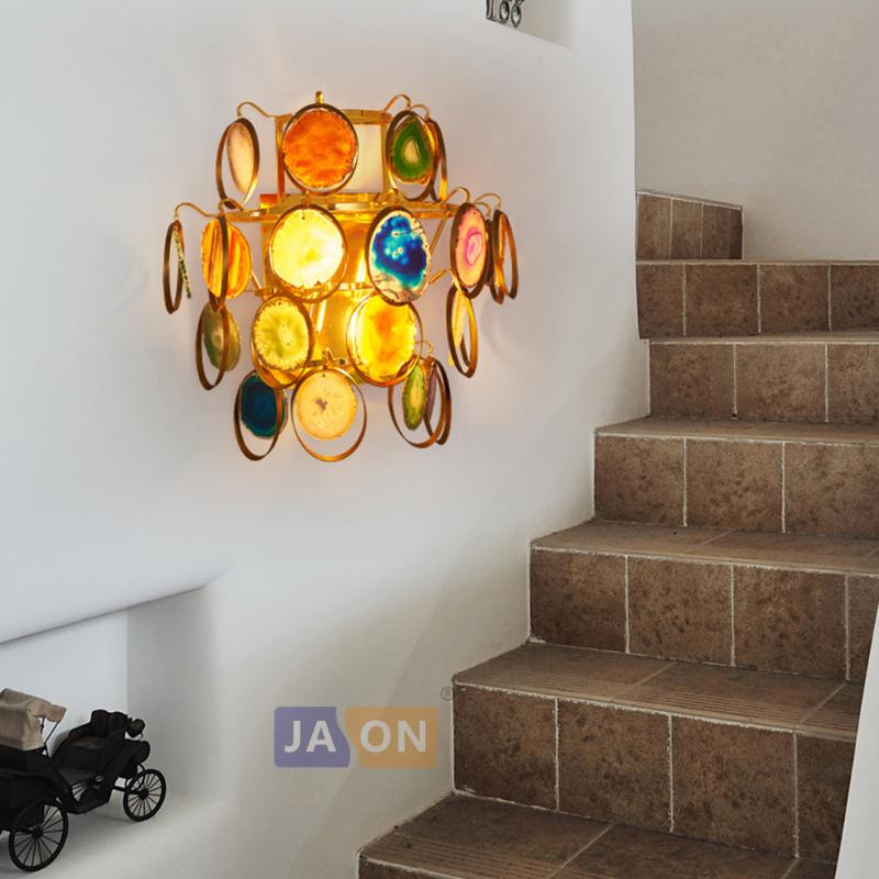 

led e14 Postmodern Iron Agate Designer LED Lamp Light Wall lamp Wall Light Sconce For Foyer Bedroom