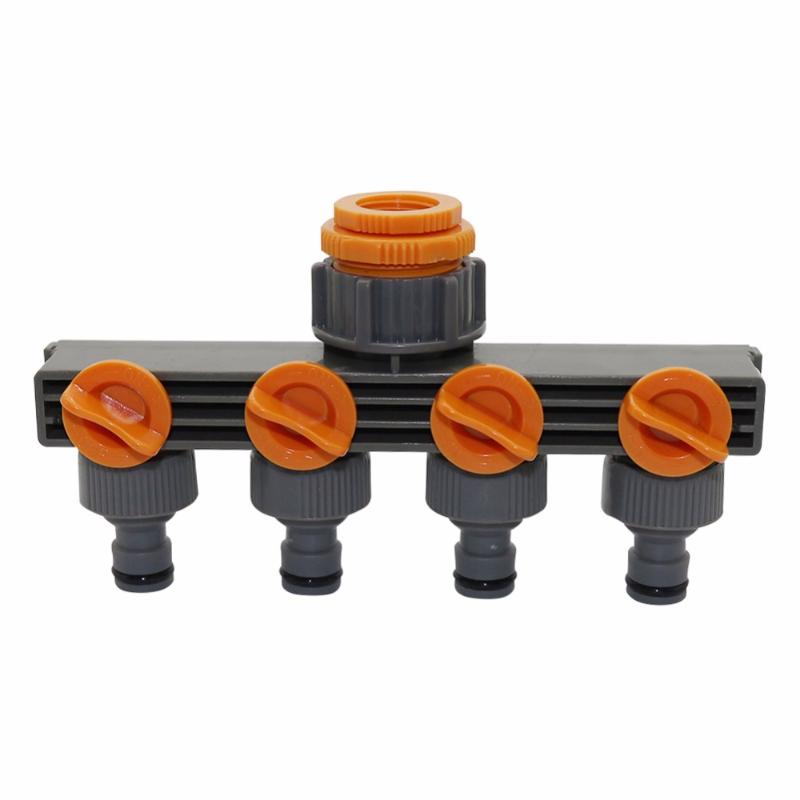 

1"to3/4"to1/2" Female Thread 4 Way Hose Splitters For Automatic Watering Water Pipe Linker Timer Garden Water Irrigation Tool, Random