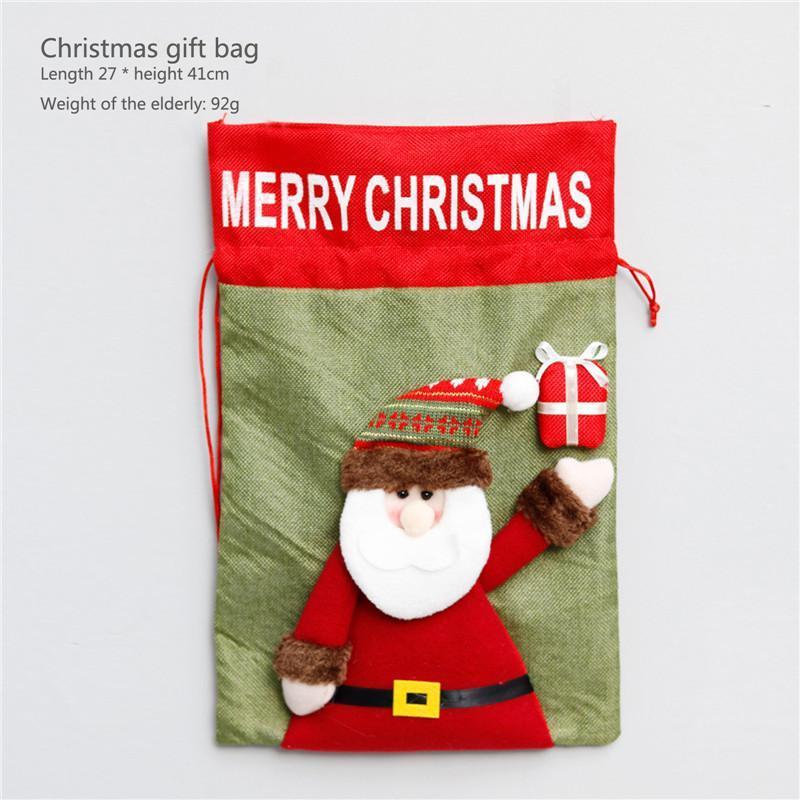 

Christmas Gift Bags Santa/Snowman/Deer Pattern Drawstring Pockets Candy Cookie Storage Pouch Xmas Non-woven Fabric Gifts Holder1
